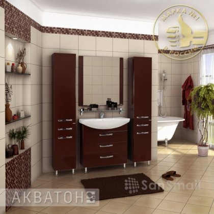 Мебель для ванной Акватон Ария 80 Н темно-коричневая