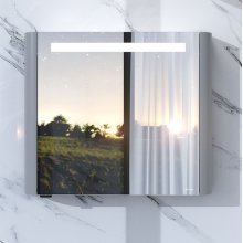 Зеркальный шкаф Am.Pm Sensation 80x70 серый шелк