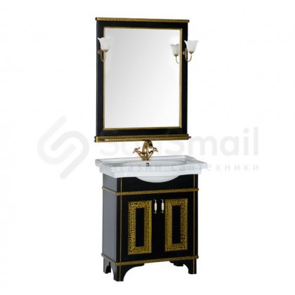 Мебель для ванной Aquanet Валенса 80 черная краколет/золото
