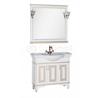 Мебель для ванной Aquanet Валенса 100 белая краколет/золото