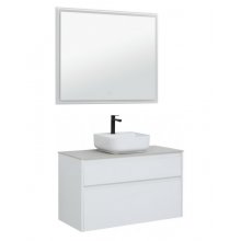 Мебель для ванной со столешницей Aquanet Nova Lite 100 2 белый глянец