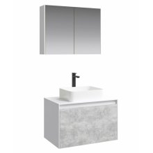 Мебель для ванной Aqwella Mobi 80 белая фасад бетон светлый