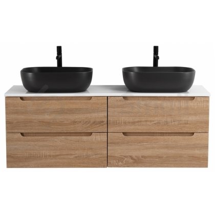 Тумба со столешницей и раковинами BelBagno Etna 140-EK-140-2-BL-BB1302-H301 Rovere Bianco