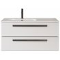 Тумба с раковиной и зеркалом Cezares Eco-CER-N 100-CZR-8095-100-L-RS156BL.3/512 Bianco Lucido