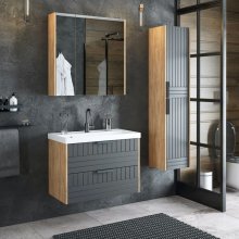 Мебель для ванной Corozo Инди 80 дуб канзас/графит