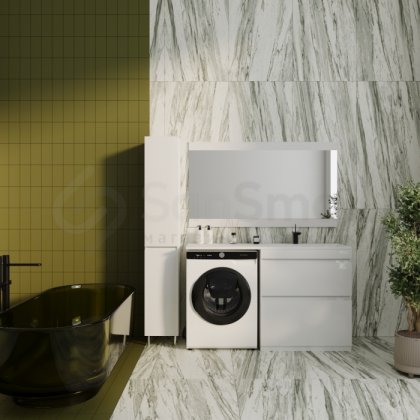 Мебель под стиральную машину Style Line Даллас Люкс Plus 140R напольная белая эмаль