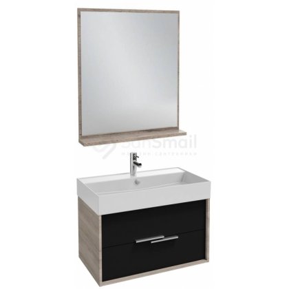 Мебель для ванной Jacob Delafon Vivienne 80 серый дуб/черный глянцевый лак