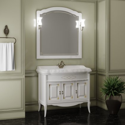 Мебель для ванной Опадирис Лоренцо 100 белая с патиной