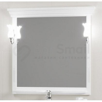 Зеркало со светильниками Опадирис Риспекто 95 белое матовое