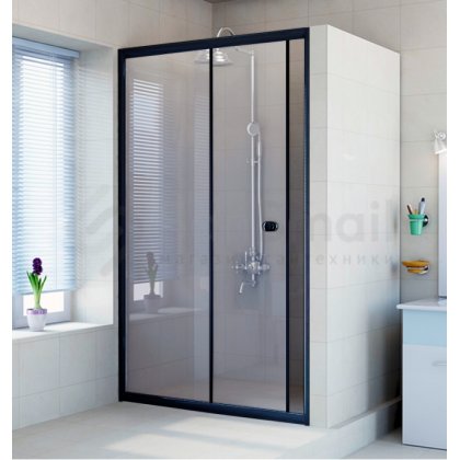 Душевая дверь Радомир Вита 160 см черная/стекло прозрачное