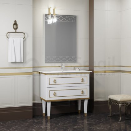Мебель для ванной Smile Порто 80 белый-золото
