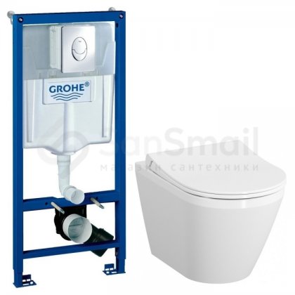 Комплект Grohe Rapid SL 38721001 + Vitra Integra 7040B003-0075 + Grohe Skate Air 38505000 хром глянцевый