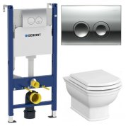 Комплект Geberit Duofix Delta 458.124.21.1 + Vitra Valarte 7805B003-0075 + Geberit Delta 21 115.125.21.1 хром глянцевый